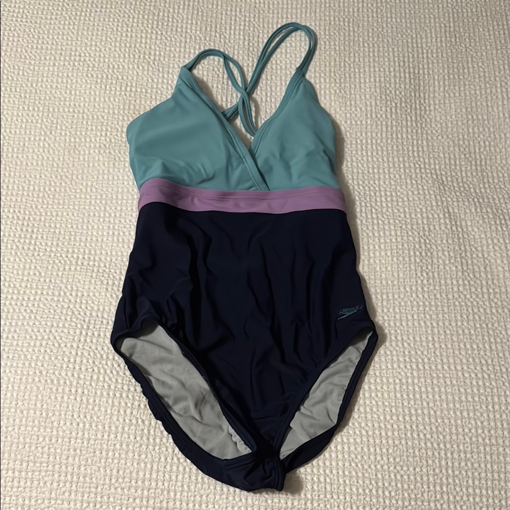 Speedo Blue and Purple One Piece Swimsuit NWOT